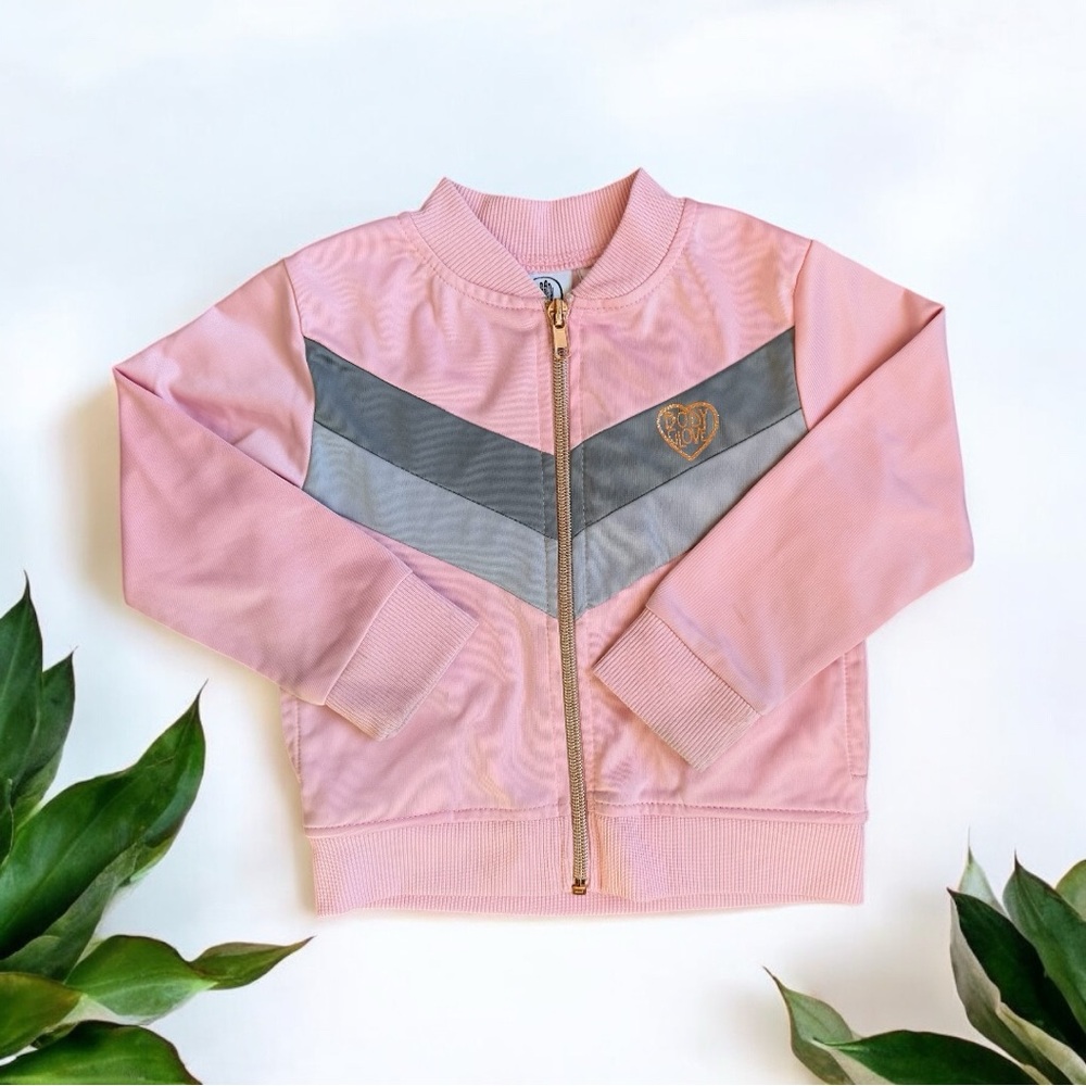 ✨ Body Glove Girls' Tricot Full Zip Warm-Up Jogger Pink Jacket - 3T
